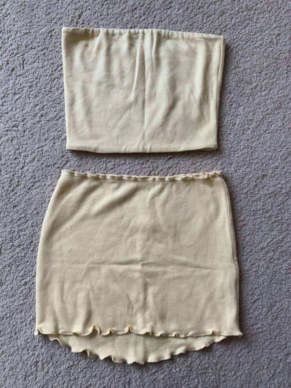 Tiger Mist Shelbi Top and Sophie Skirt, Butter Yellow, size S/S NWT